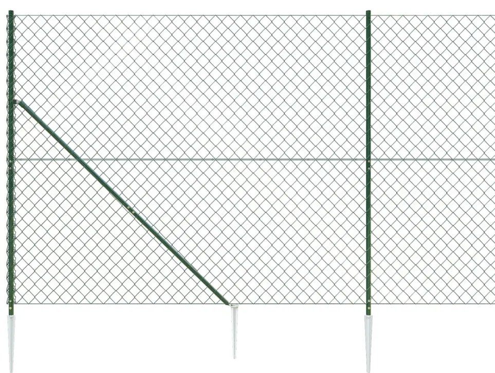 vidaXL Συρματόπλεγμα Περίφραξης Πράσινο 1,6 x 25 μ. με Καρφωτές Βάσεις