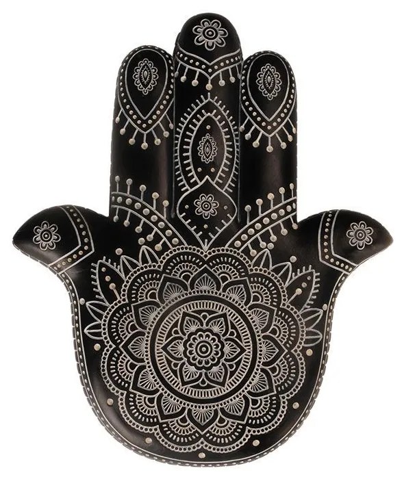 Διακοσμητικό Τοίχου Hamsa 019682 24,5x2,5xH29,5cm Black-White Πολυρεσίνη
