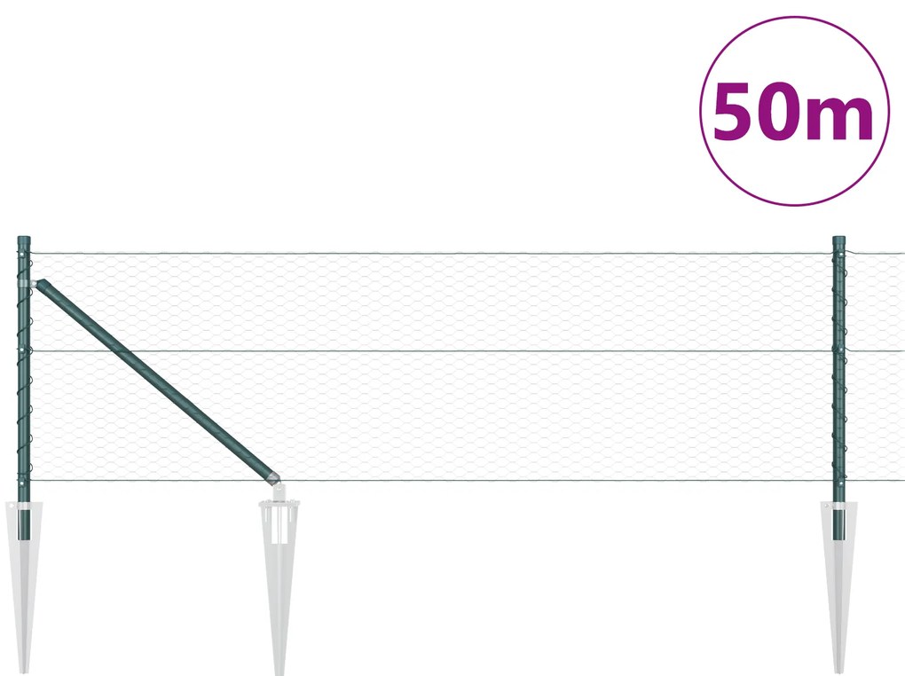 vidaXL Εξάγωνη Περίφραξη Πράσινη 0,6x50 μ. Χάλυβας