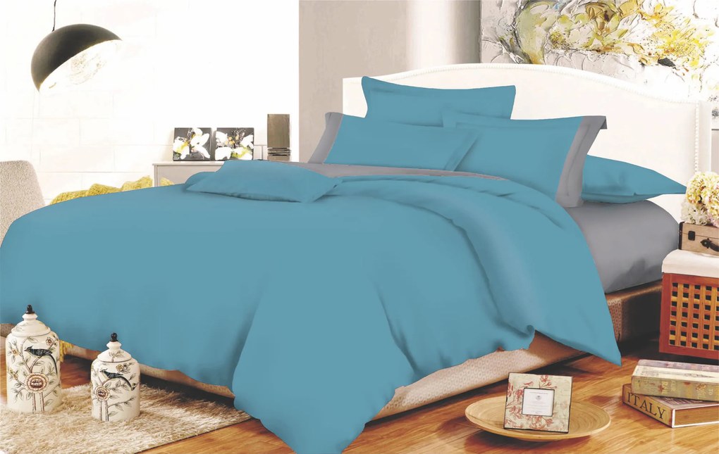 Σετ Σεντόνια Φάσα Polycotton Διπλά 200x240εκ. Dolphin Blue-Grey Komvos Home 7001105-31