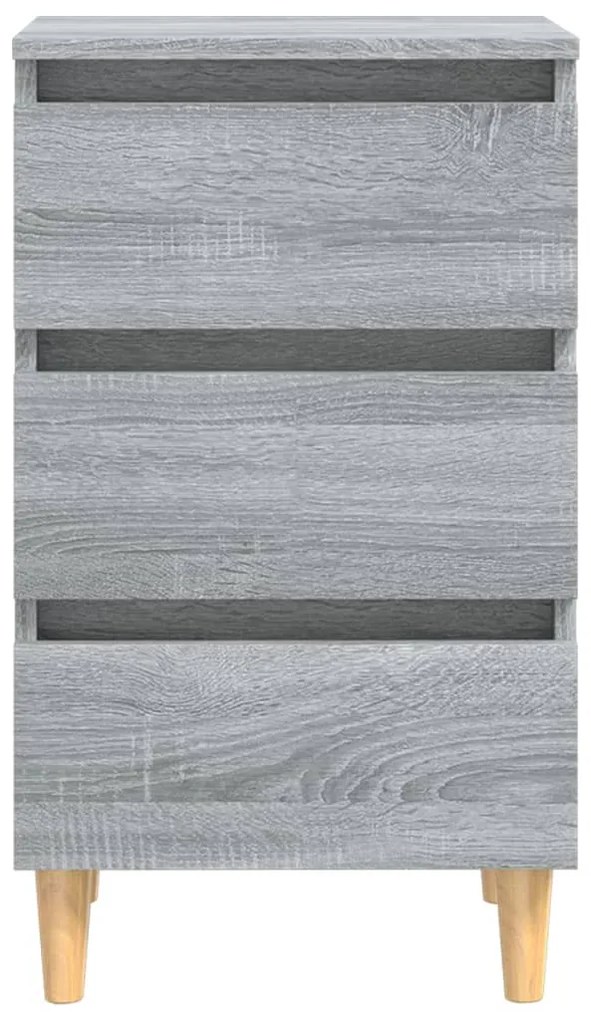 vidaXL Κομοδίνα 2 τεμ. Γκρι Sonoma 40x35x69 εκ. με Μασίφ Ξύλινα Πόδια