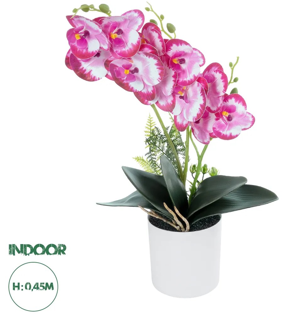 GloboStar® Artificial Garden PINK + FUCHSIA ORCHID 21079 Διακοσμητικό Φυτό Ροζ - Φούξια Ορχιδέα Υ45cm