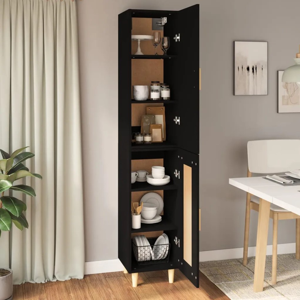 vidaXL Ντουλάπι Μαύρο 34,5 x 34 x 180 εκ. από Επεξεργασμένο Ξύλο