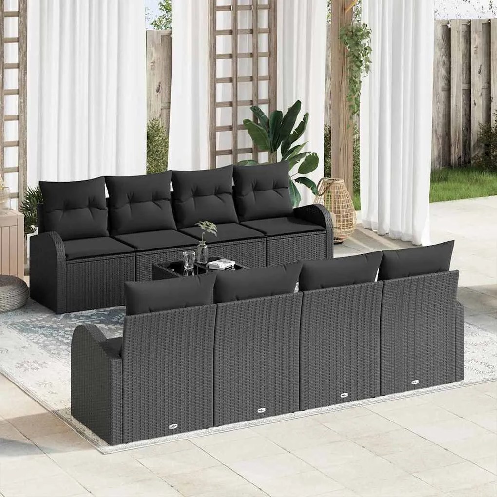 vidaXL Σετ Καναπέ Κήπου 7 pcs Μαύρο 55 x 55 x 37 εκ συνθετικό ρατάν