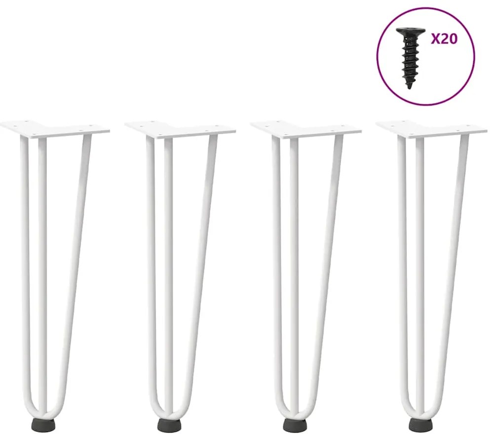 Πόδια Φουρκέτας για Τραπεζάκι Σαλονιού 4 τεμ. Λευκά 42 εκ. Μασίφ Ατσάλι