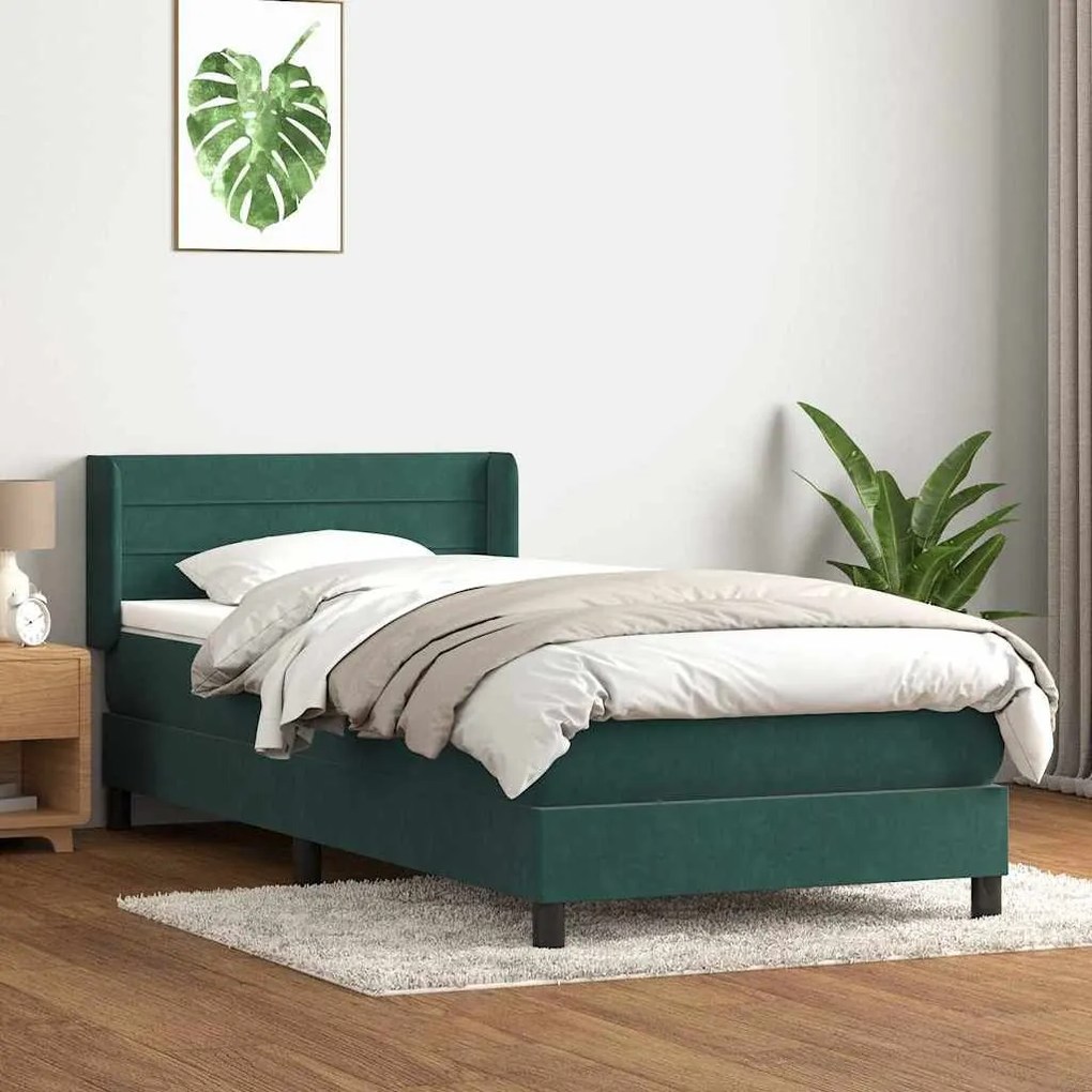 ΚΡΕΒΑΤΙ BOXSPRING ΜΕ ΣΤΡΩΜΑ ΣΚΟΥΡΟ ΠΡΑΣΙΝΟ 100X210ΕΚ. ΒΕΛΟΥΔΙΝΟ 3318192