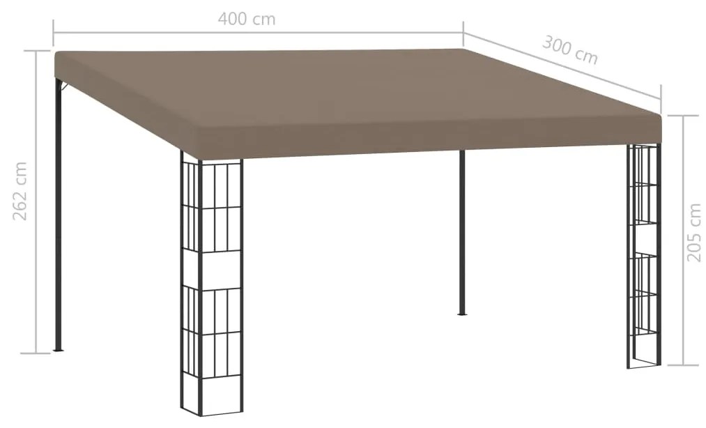 vidaXL Κιόσκι Επιτοίχιο Taupe 4 x 3 μ. Υφασμάτινο