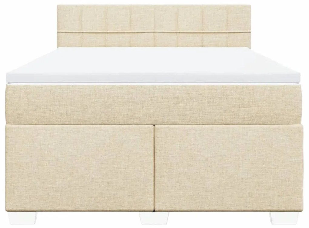 Κρεβάτι Boxspring με Στρώμα Κρεμ 160x200 εκ. Υφασμάτινο - Κρεμ