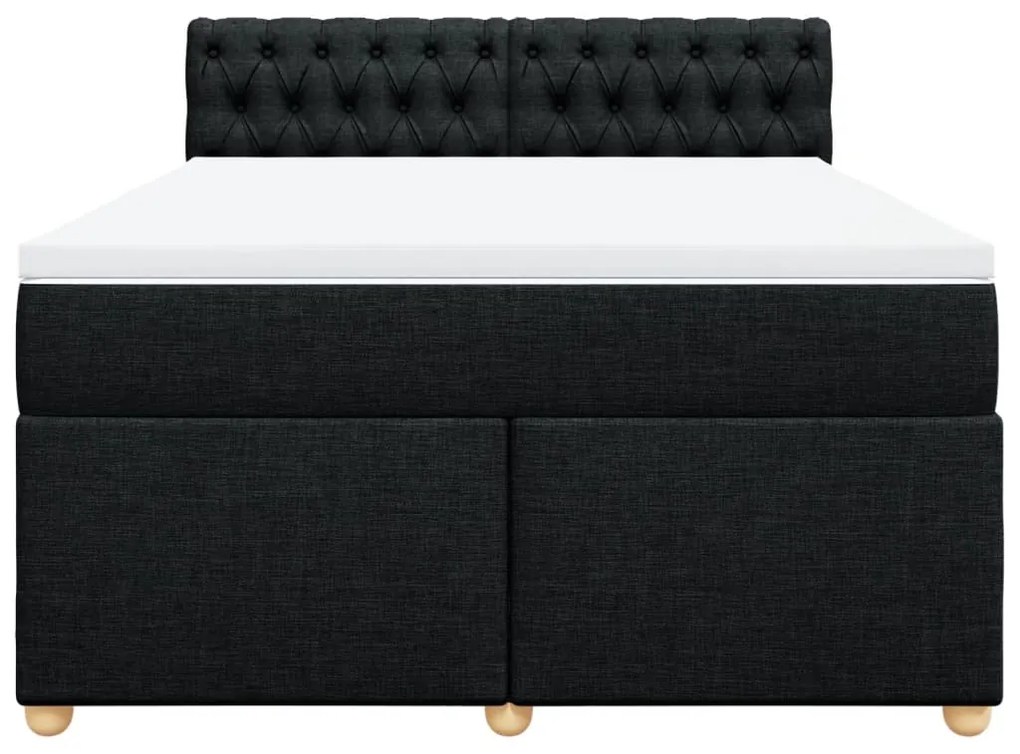 vidaXL Κρεβάτι Boxspring με Στρώμα Μαύρο 140x200 εκ. Υφασμάτινο