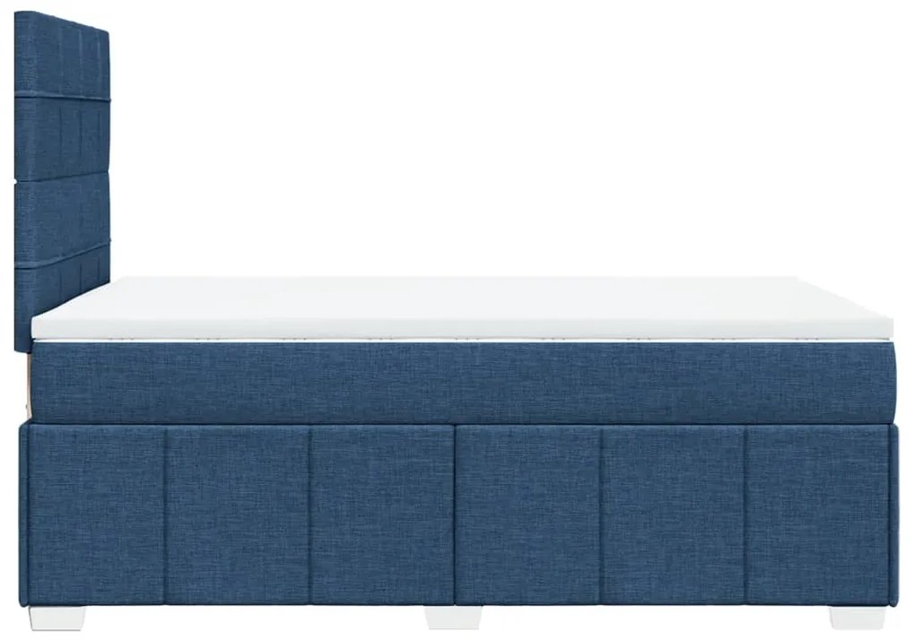 Κρεβάτι Boxspring με Στρώμα Μπλε 120x200 εκ. Υφασμάτινο - Μπλε