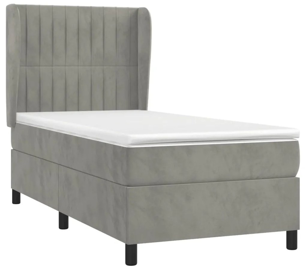 ΚΡΕΒΑΤΙ BOXSPRING ΜΕ ΣΤΡΩΜΑ ΑΝΟΙΧΤΟ ΓΚΡΙ 90X200 ΕΚ. ΒΕΛΟΥΔΙΝΟ 3129309