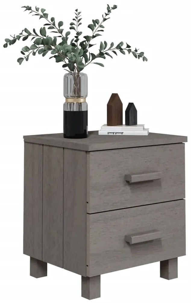 vidaXL Κομοδίνο HAMAR 2 Τεμ. Αν. Γκρι 40x35x44,5εκ. Μασίφ Ξύλο Πεύκου