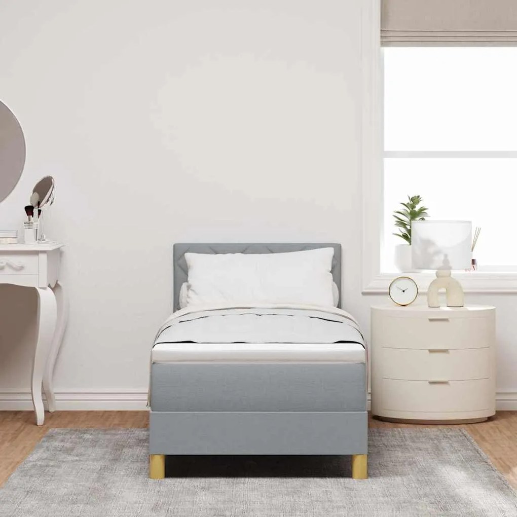 vidaXL Κρεβάτι box spring με στρώμα Ανοιχτό γκρι 80 x 200 cm ύφασμα