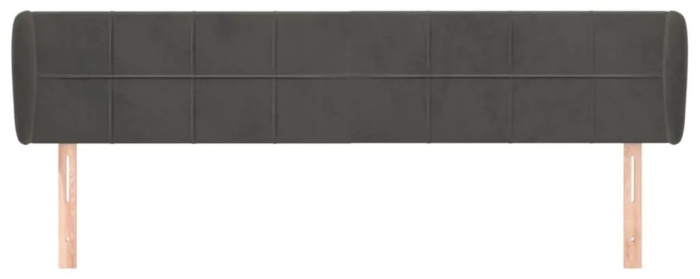 Κεφαλάρι με Πτερύγια Σκούρο Γκρι 183x23x78/88 εκ. Βελούδινο 3117205