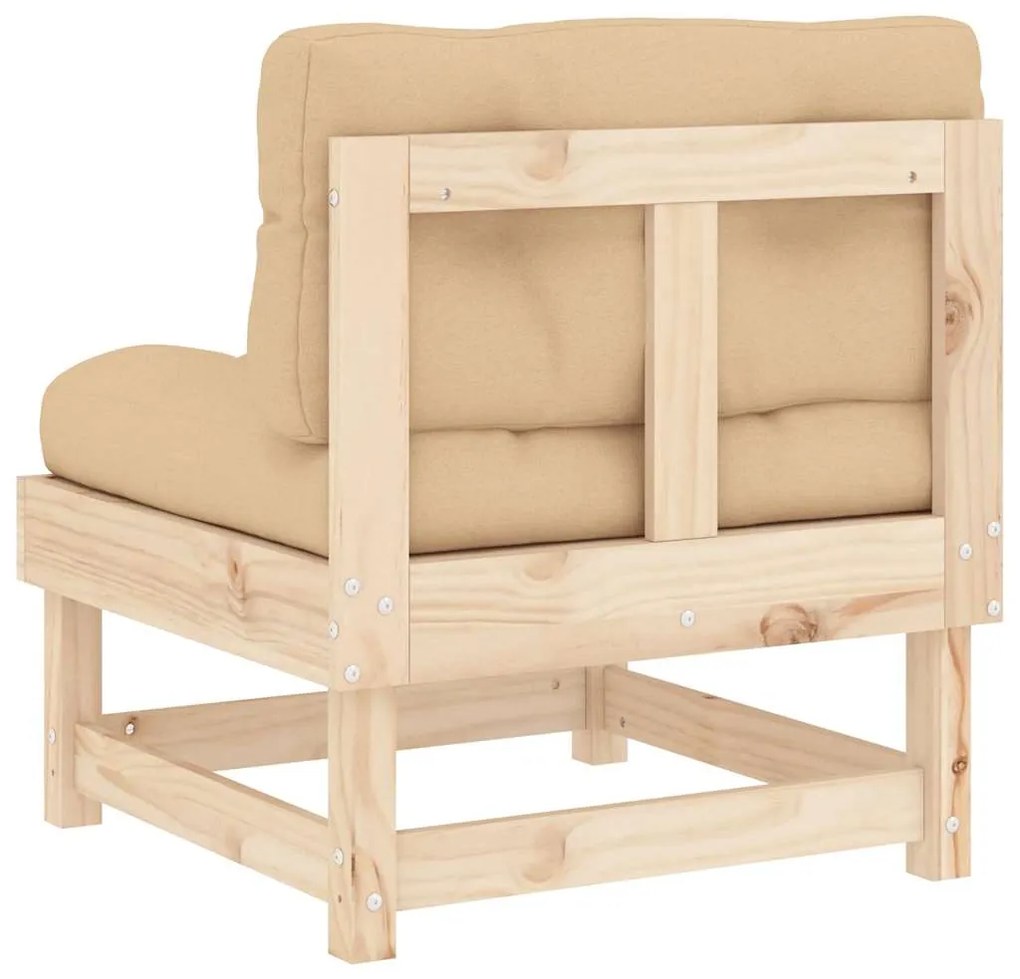 vidaXL Καναπέδες Μεσαίοι με Μαξιλάρια 2 τεμ. από Μασίφ Ξύλο Πεύκου