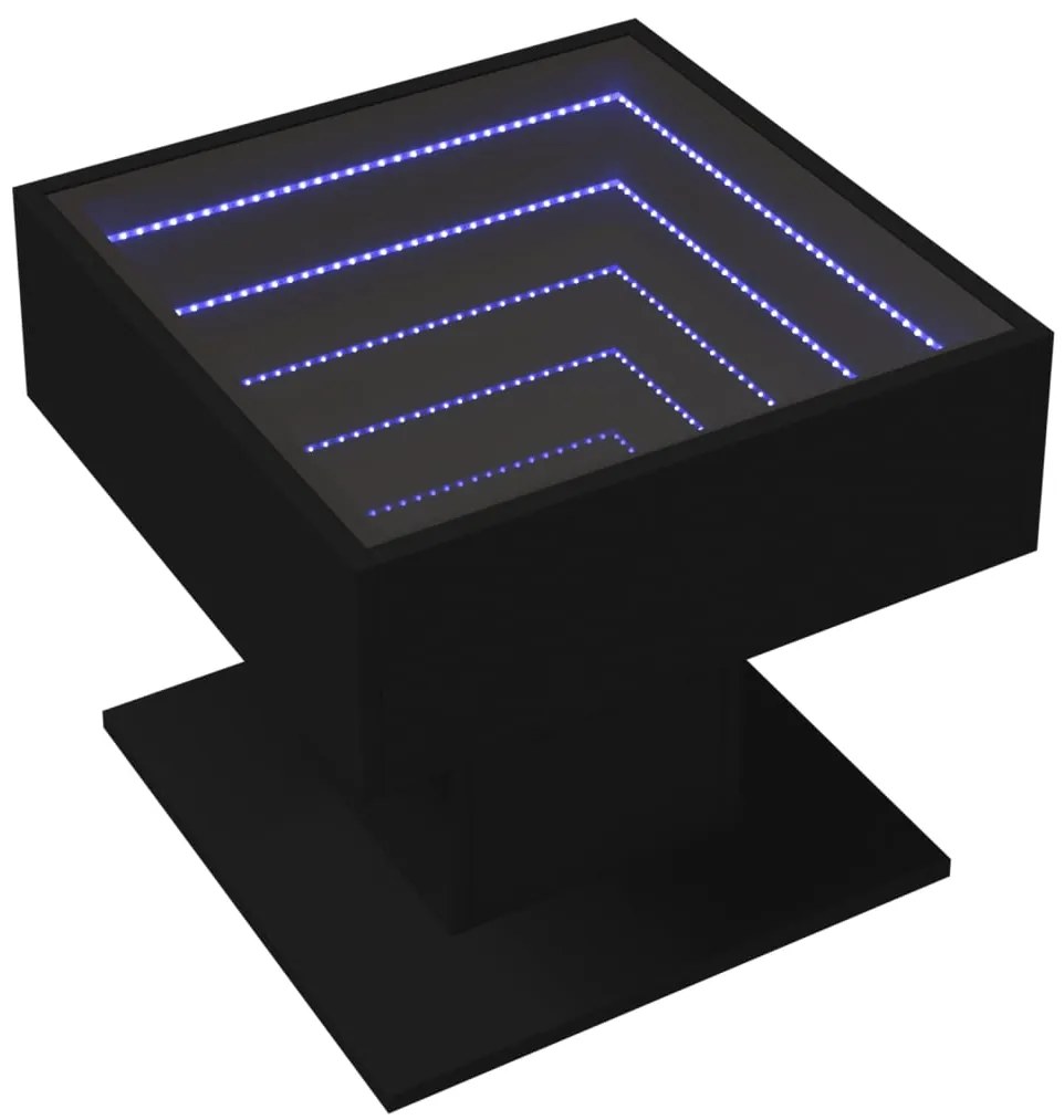 vidaXL Τραπεζάκι Σαλονιού με LED Μαύρο 50x50x45 εκ. Επεξεργασμένο Ξύλο