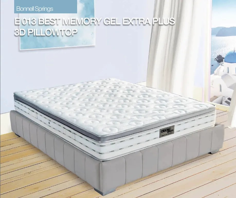 Στρώμα  E013 Best Memory Gel Extra Plus 3D Pillowtop  110×190 εκ.  Σκληρότητας: Μέτριο + Σκληρό Orion Strom