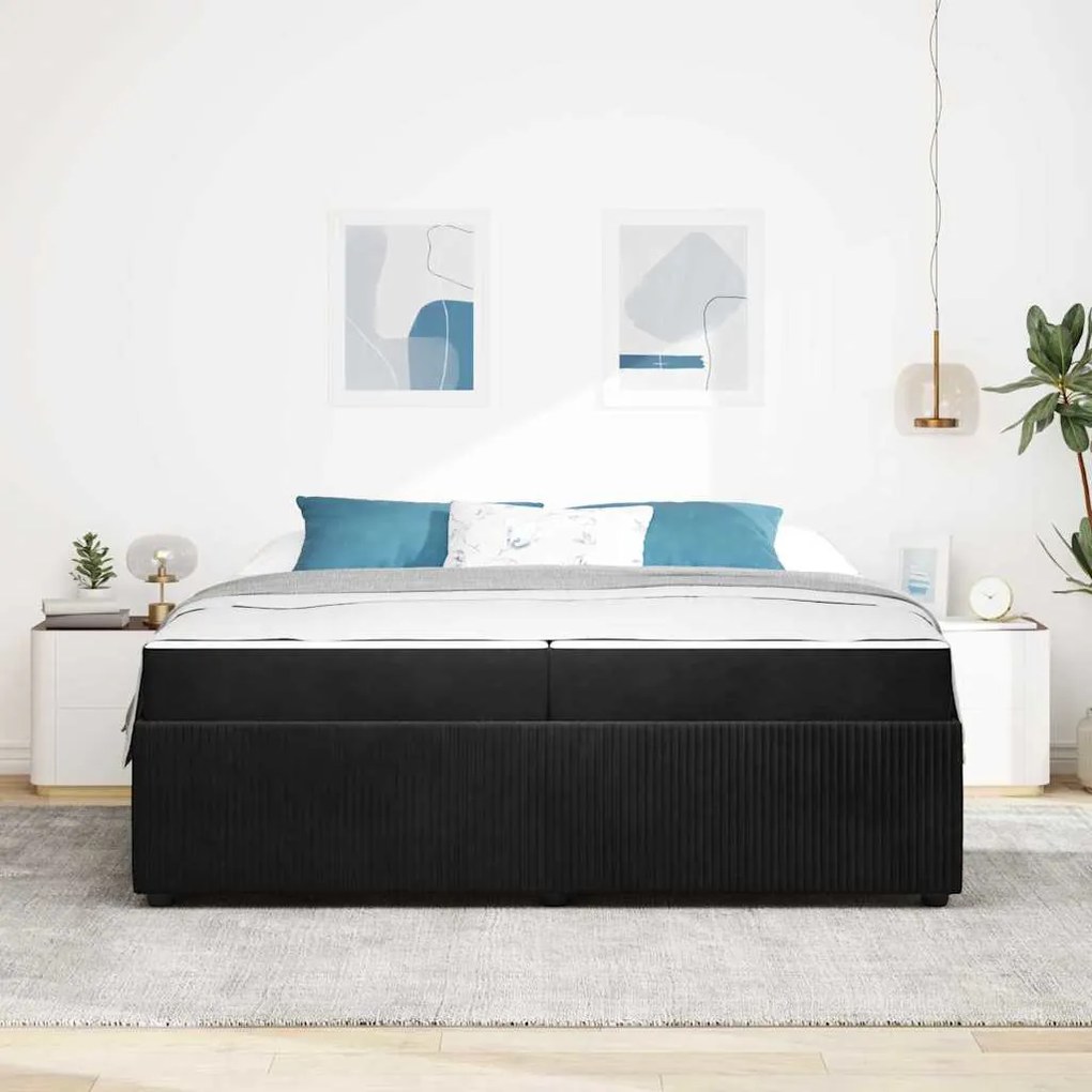 vidaXL Σκελετός κρεβατιού με στρώμα Μαύρο 200 x 200 cm Βελούδο