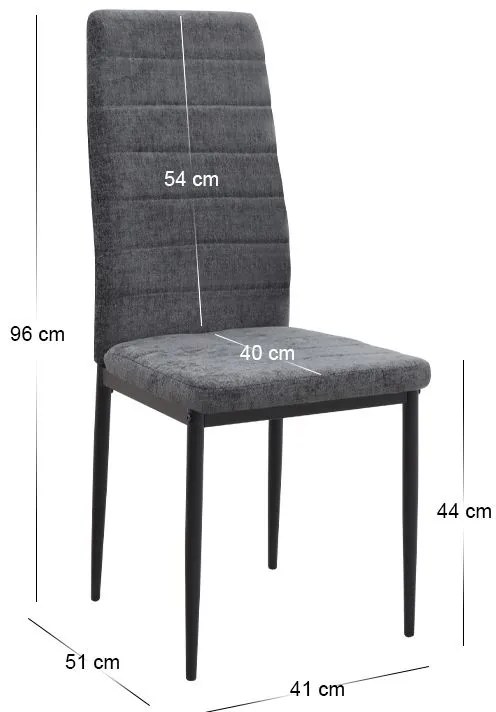 Σετ τραπεζαρία 5τμχ Roger - Rosa Megapap Mdf - ύφασμα χρώμα μαύρο εφέ μαρμάρου - γκρι 120x70x75εκ.