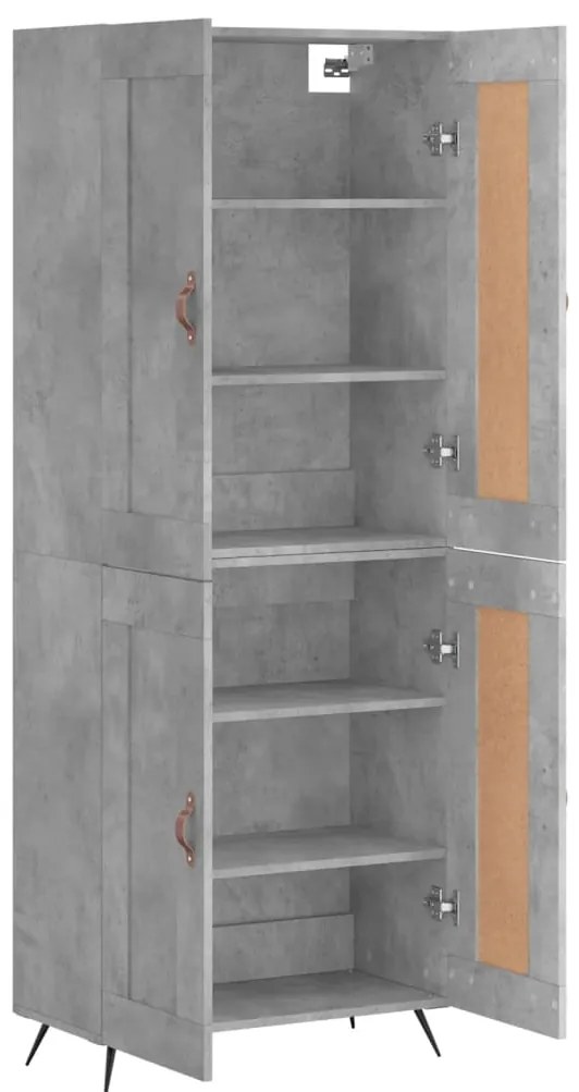 vidaXL Ντουλάπι Γκρι Σκυροδέματος 69,5x34x180 εκ. Επεξεργασμένο Ξύλο