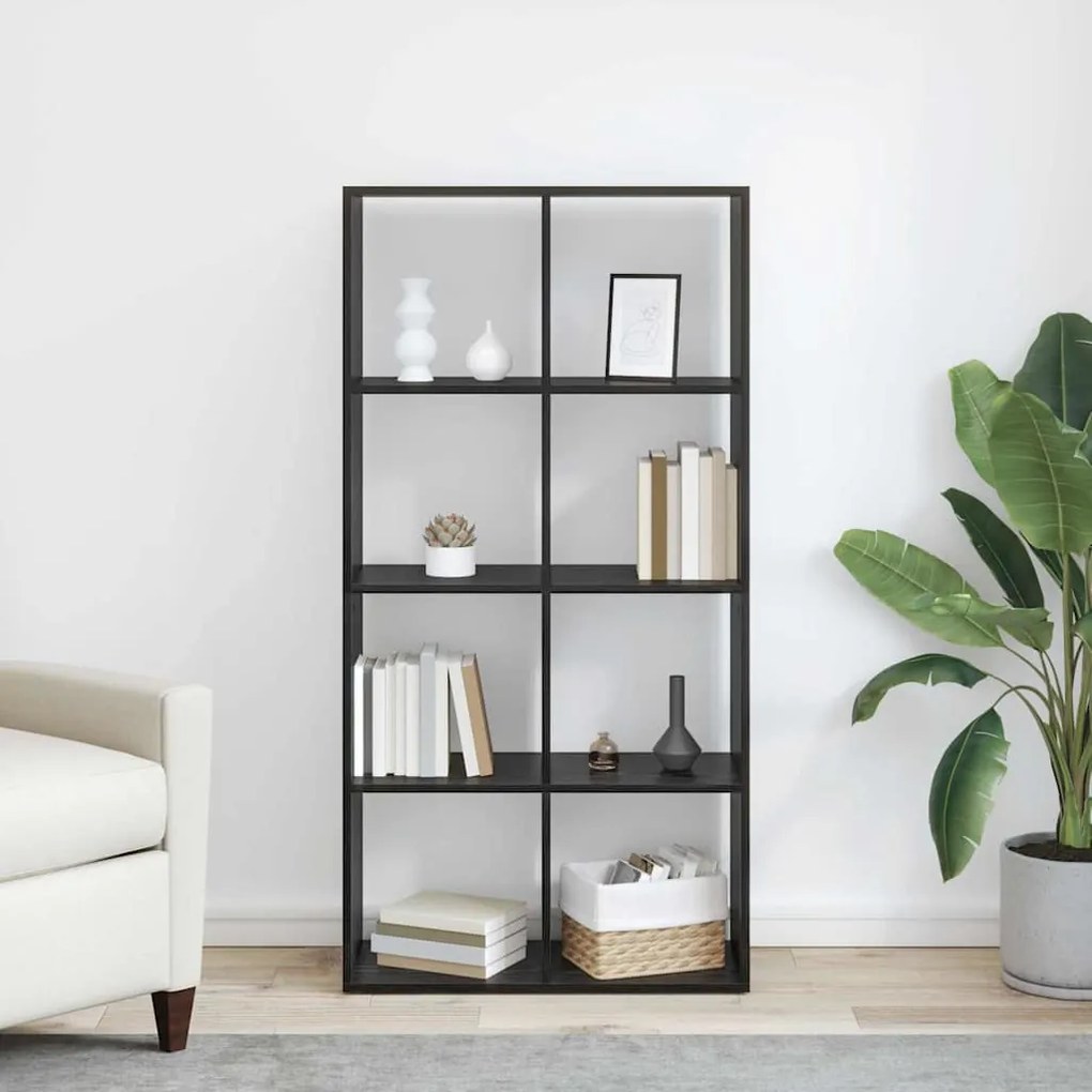 vidaXL Βιβλιοθήκη Μαύρη δρυς 69.5 x 29 x 137.5 εκ Επεξεργασμένο ξύλο