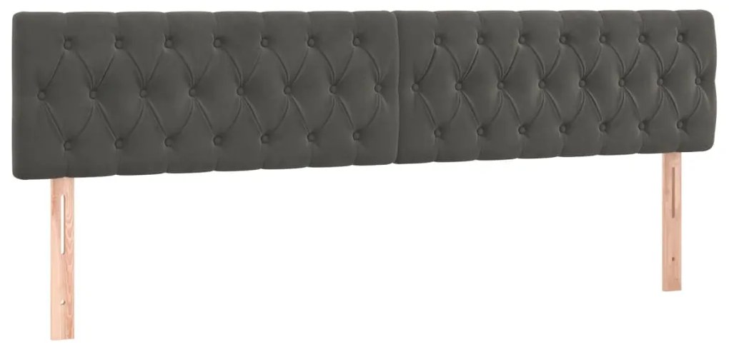 vidaXL Κρεβάτι Boxspring με Στρώμα &amp; LED Σκ. Γκρι 180x200εκ. Βελούδινο