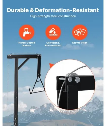 VEVOR Truck Hitch Game Hoist, 600 lbs Load Capacity, Hunting Deer Hoist with 2-inch Receiver, 360-Degree Swivel Shaft &amp; Adjustable Height, Includes Gambrel Winch for Skinning &amp; Cleaning Game