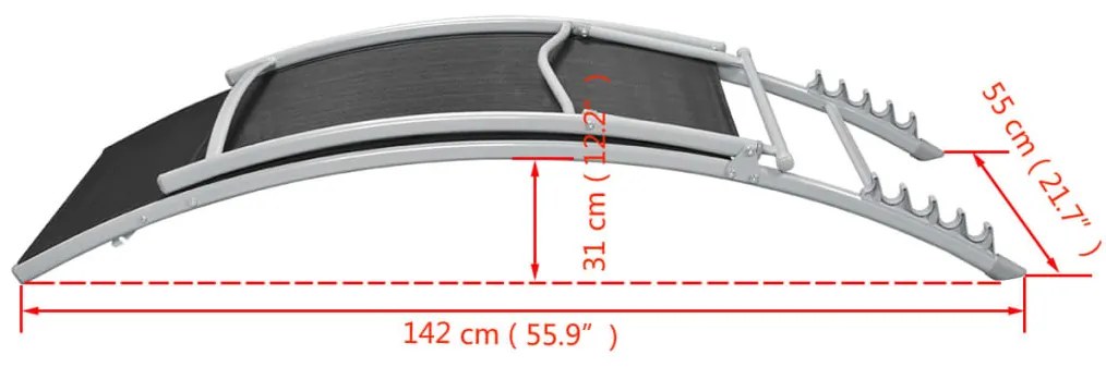 vidaXL Ξαπλώστρα Μαύρη από Ατσάλι και Textilene