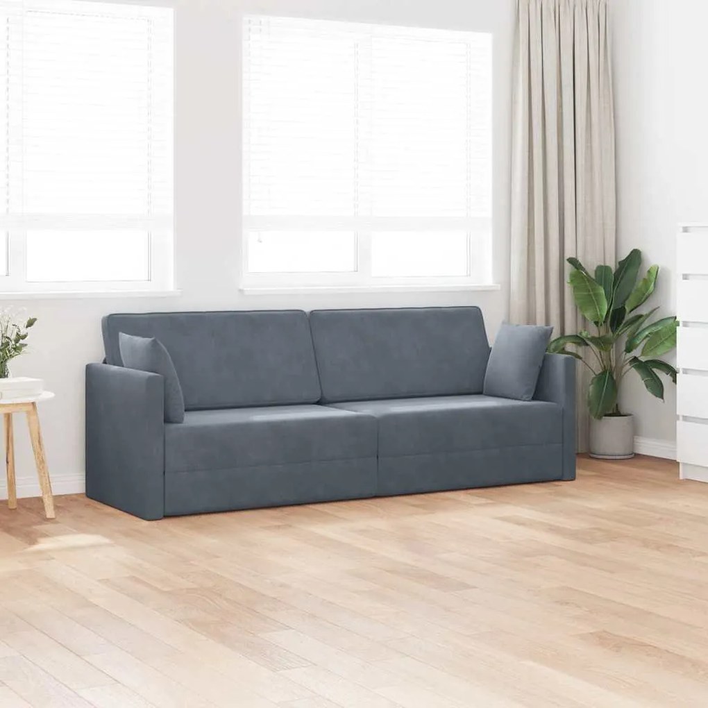 vidaXL Καναπές-κλίνες 2 σε 1 Σκούρος Γκρι 213x144x60 cm Βελούδο