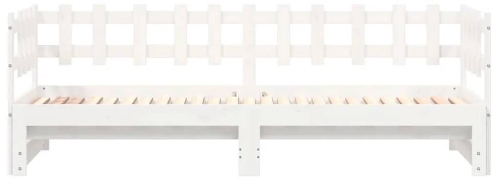 vidaXL Καναπές Κρεβάτι Συρόμενος Λευκός 2x(80x200) εκ. από Μασίφ Πεύκο