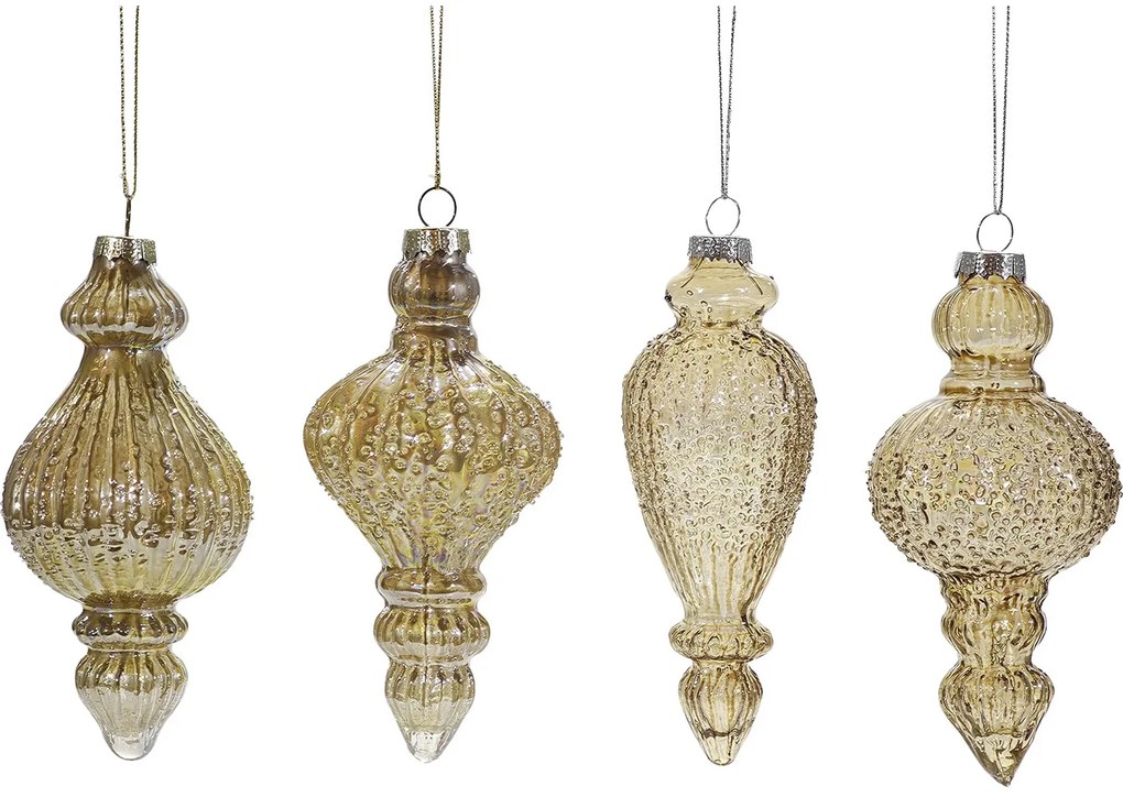 Χριστουγεννιάτικο Γυάλινο Κρεμαστό Χρυσό 13.5cm Σε 4 Σχέδια