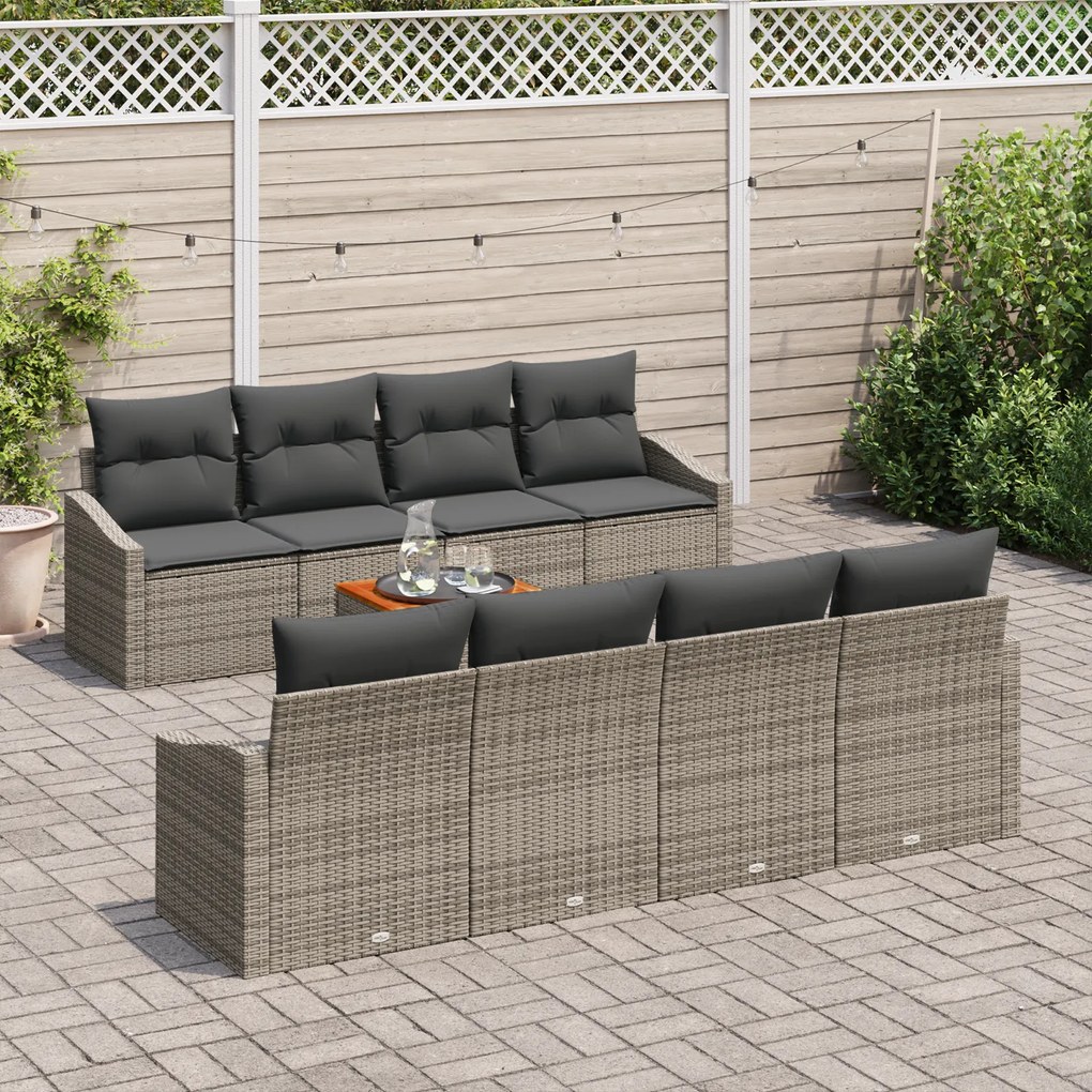 vidaXL Σετ Σαλονιού Κήπου 7 pcs Γκρι 55 x 55 x 37 εκ Ρατάν
