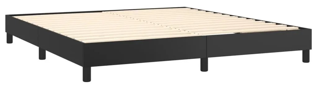 Κρεβάτι Boxspring με Στρώμα &amp; LED Μαύρο 180x200 εκ. Συνθ. Δέρμα - Μαύρο