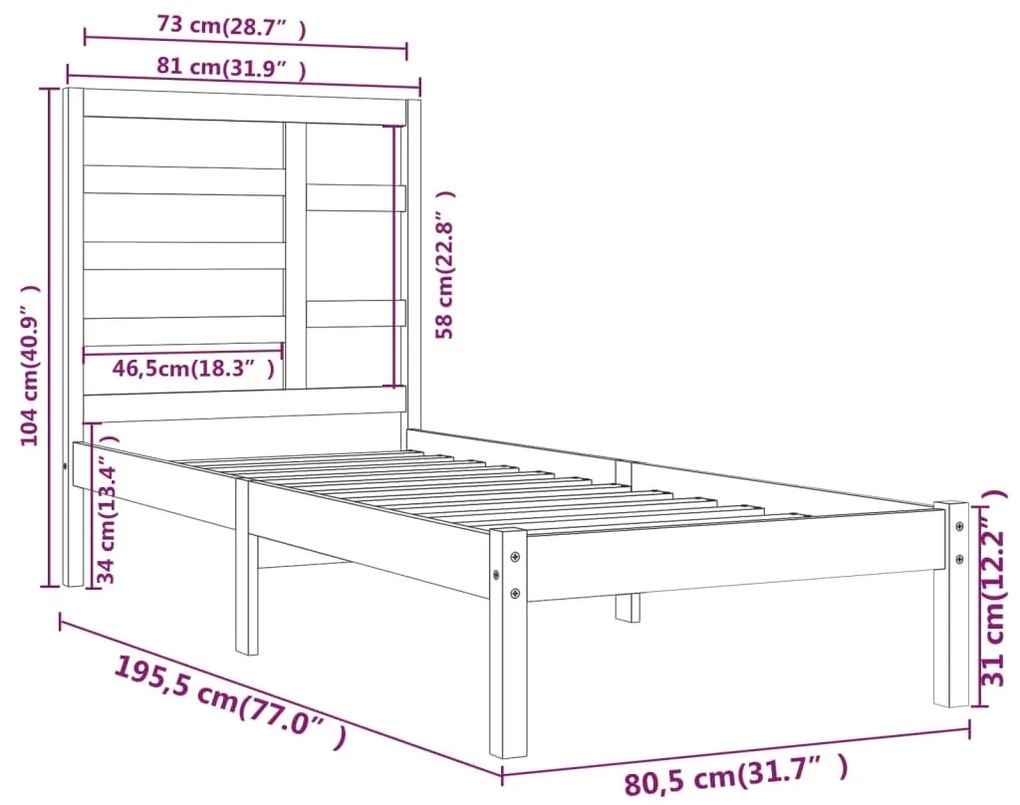 ΠΛΑΙΣΙΟ ΚΡΕΒΑΤΙΟΥ ΜΑΥΡΟ 75X190 ΕΚ. ΜΑΣΙΦ ΞΥΛΟ 2FT6 SMALL SINGLE 3105759