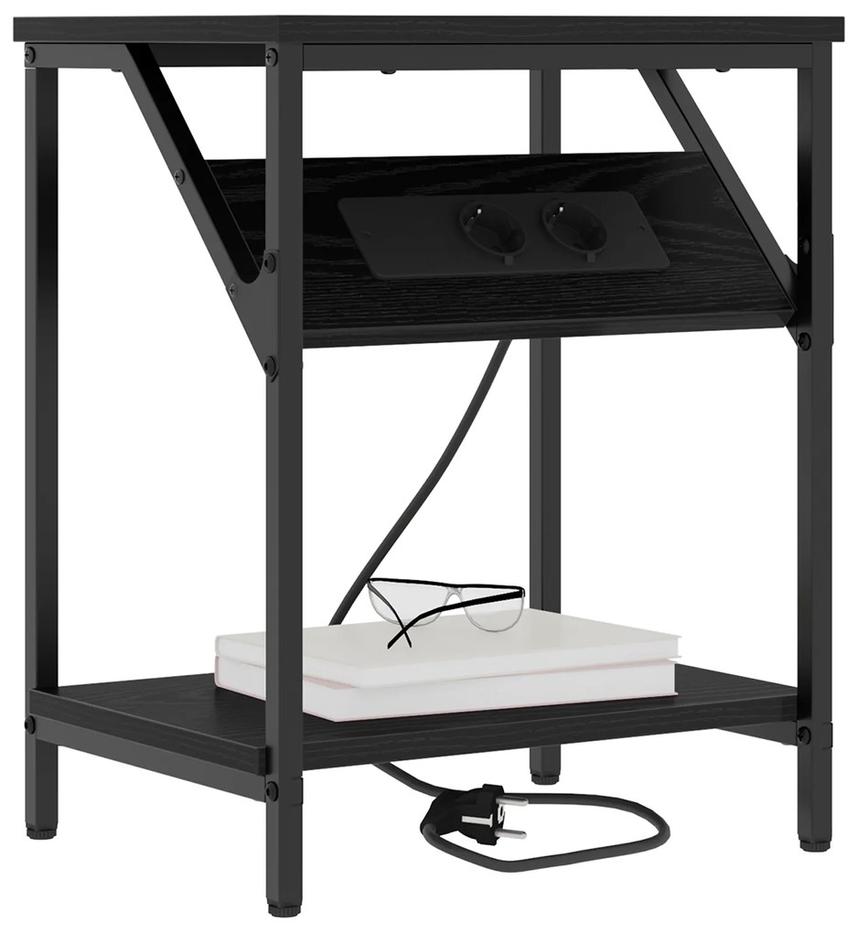 vidaXL Κομοδίνο Μαύρη δρυς 38 x 30 x 48 εκ. Επεξεργασμένο ξύλο