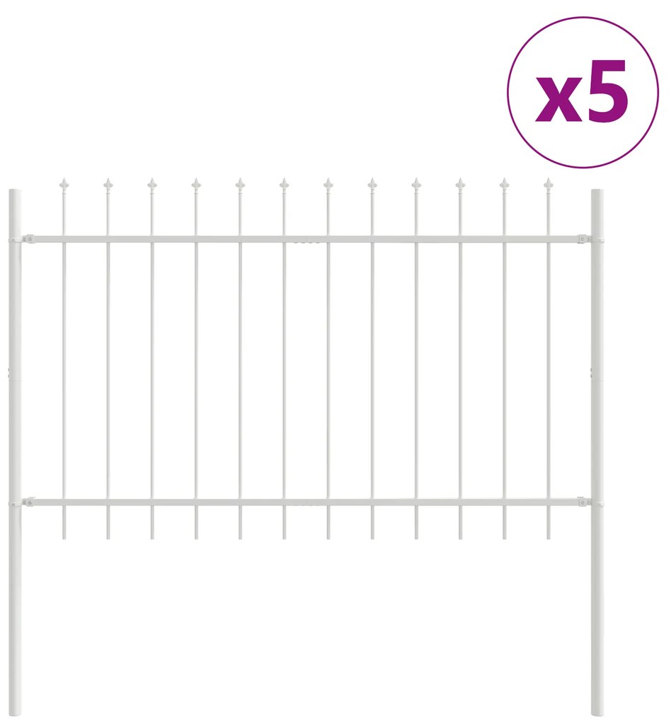 vidaXL Φράχτης κήπου με αιχμηρές άκρες, Λευκό, 8,5x1 μ, ΜΕΤΑΛΛΟ