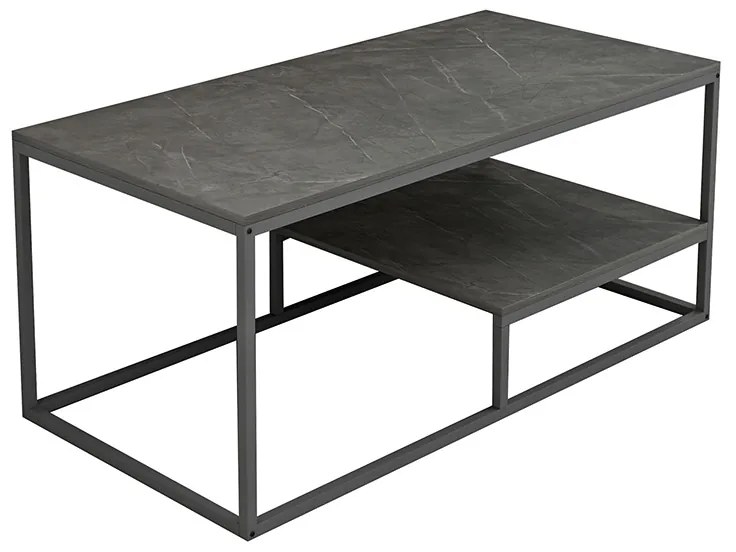 Τραπέζι σαλονιού Tondo pakoworld γκρι μαρμάρου-ανθρακί 120x60x50εκ