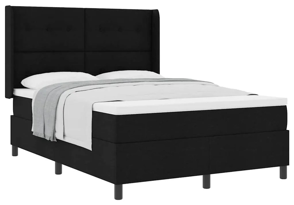 vidaXL Κρεβάτι με ελατήρια με στρώμα Μαύρο 140 x 200 cm ύφασμα