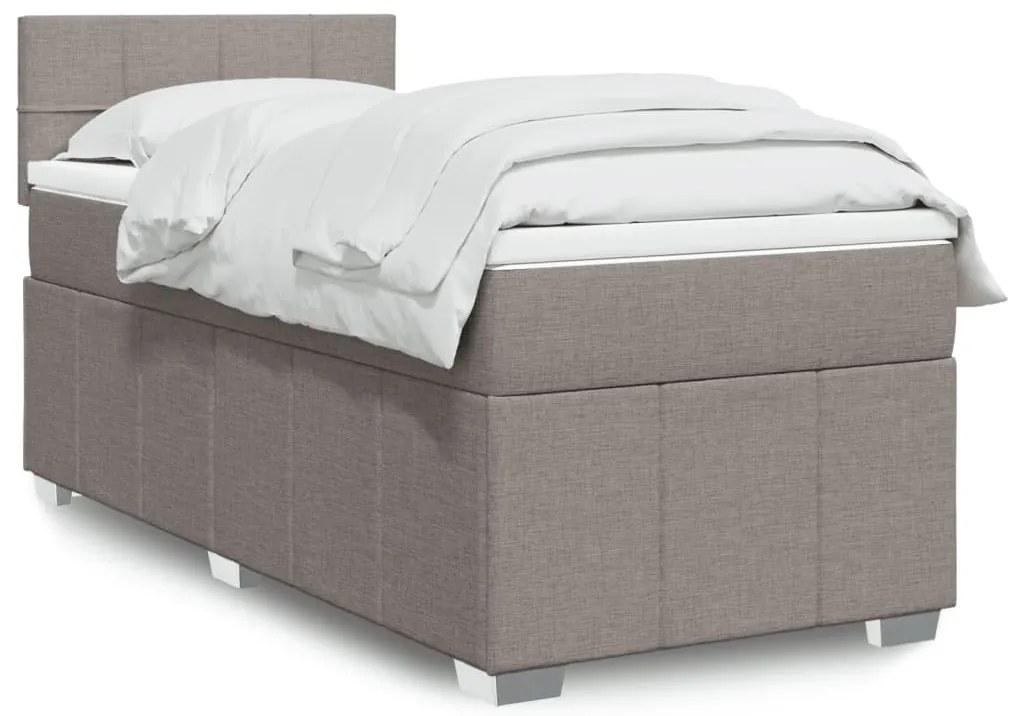 Κρεβάτι Boxspring με Στρώμα Taupe 90x190 εκ.Υφασμάτινο