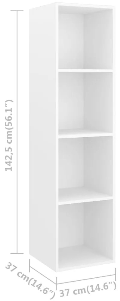 Έπιπλο Τηλεόρασης Κρεμαστό Λευκό 37x37x142,5 εκ. από Επεξ. Ξύλο 805489