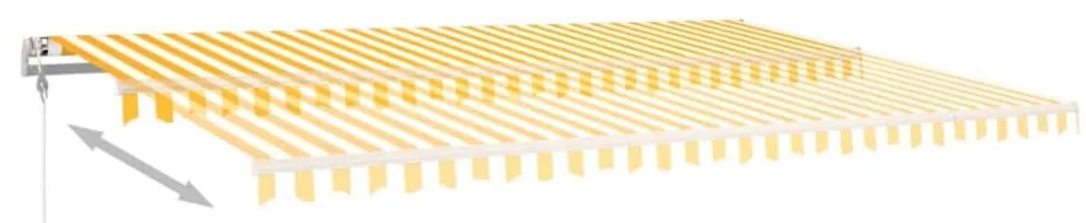 vidaXL Τέντα Αυτόματη με LED & Αισθ. Ανέμου Κίτρινο/Λευκό 500x300 εκ.