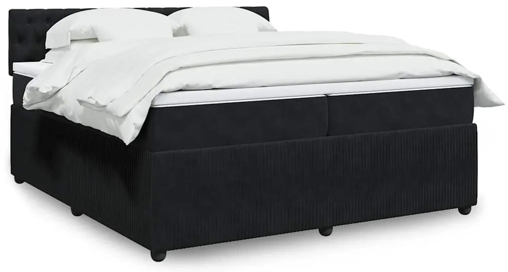 vidaXL Κρεβάτι Boxspring με Στρώμα Μαύρο 200x200 εκ. Βελούδινο