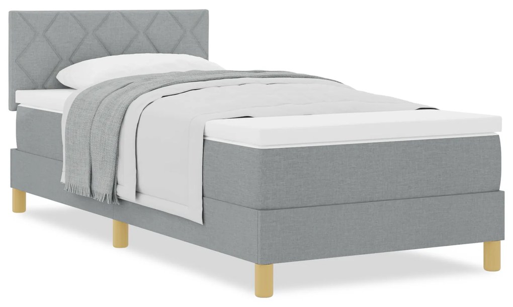 vidaXL Κρεβάτι Box Spring με Στρώμα Ανοιχτό Γκρι 100x200 εκ. Ύφασμα