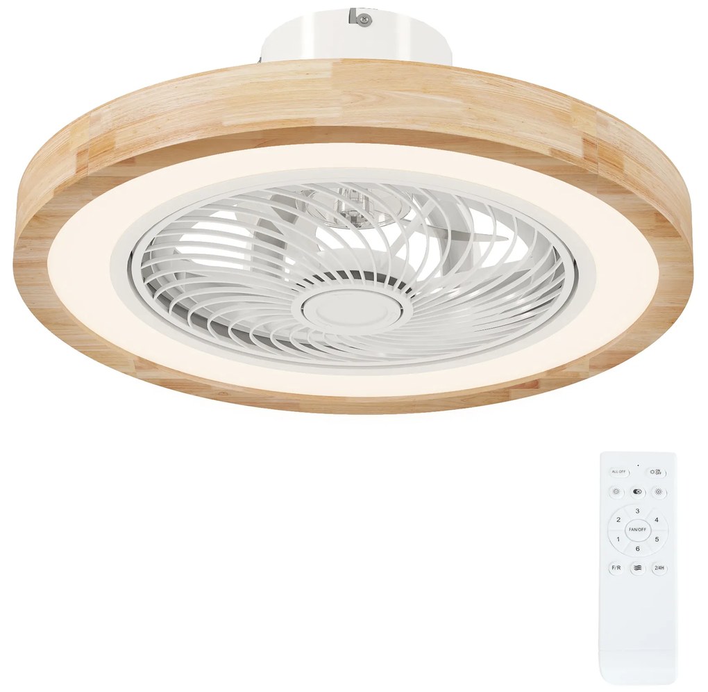 Φωτιστικό οροφής με ανεμιστήρα και τηλεχειριστήριο, 6 ταχύτητες, ρυθμιζόμενη φωτεινότητα, αθόρυβο μοτέρ, ανοιχτό καφέ