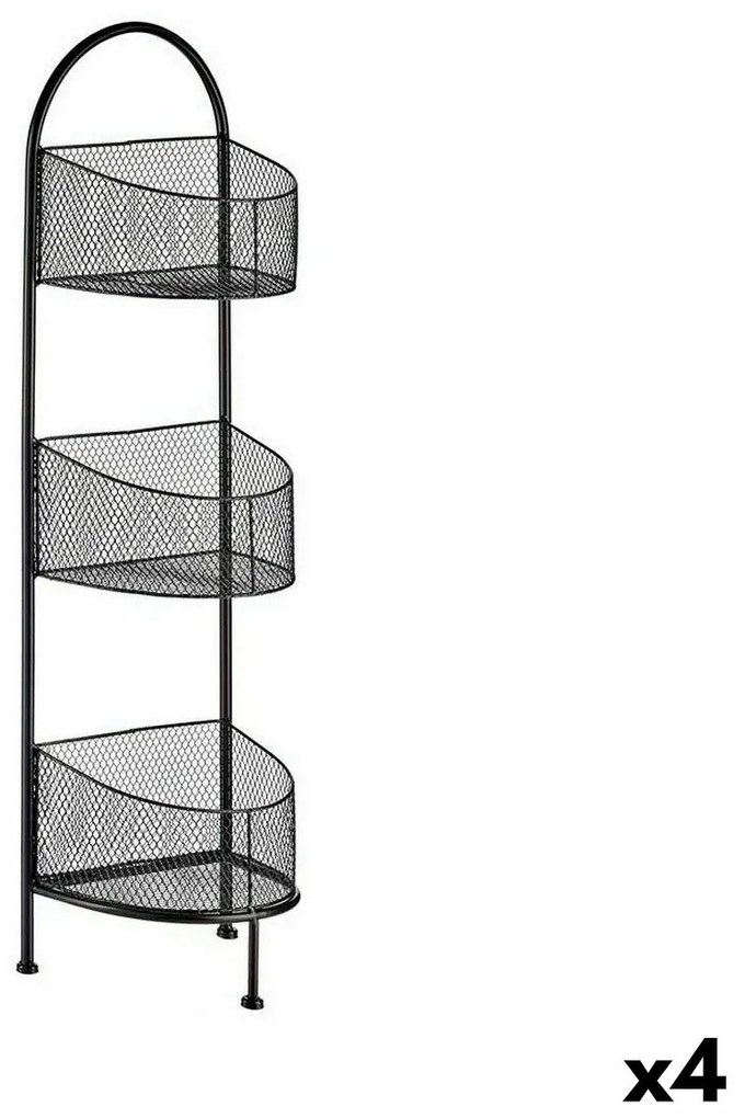Ράφια Μαύρο Μέταλλο 21,2 x 97 x 28,5 cm (4 Μονάδες)