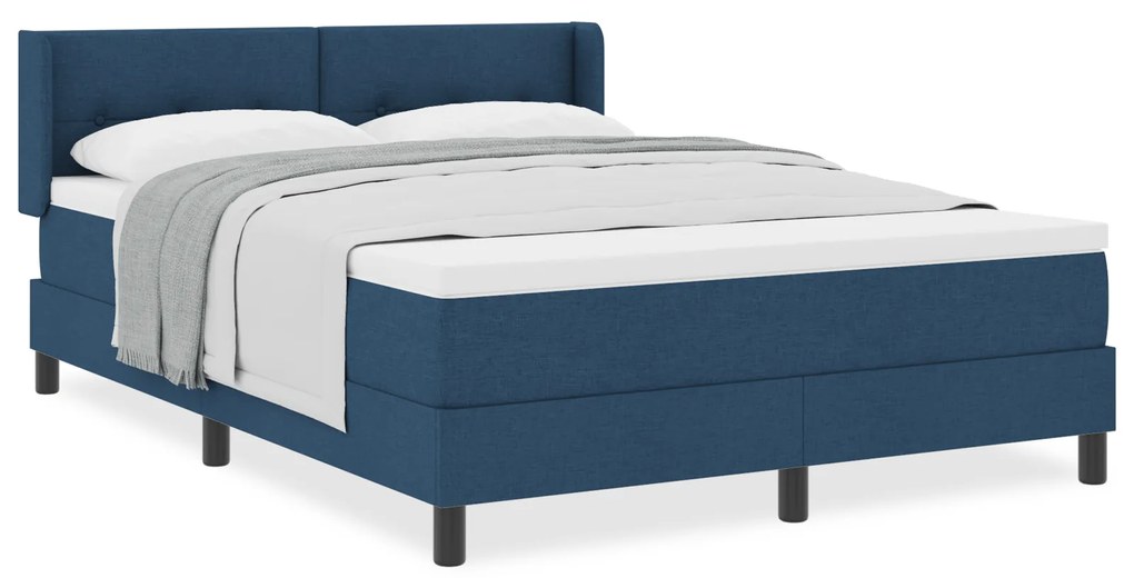 vidaXL Box Spring Bed με Στρώμα Μπλέ 160x200 εκ Υφασμάτινο