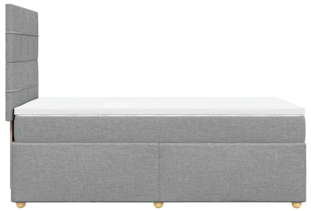 Κρεβάτι Boxspring με Στρώμα Ανοιχτό Γκρι 100x200 εκ. Υφασμάτινο - Γκρι