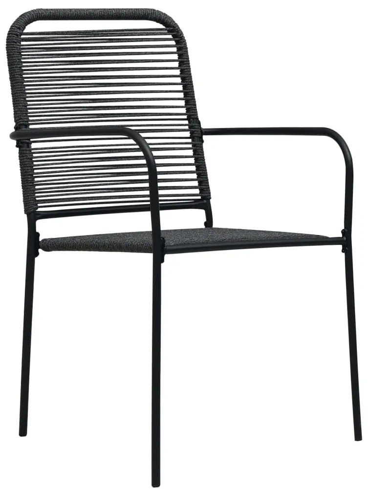 vidaXL Σετ Τραπεζαρίας Κήπου 3 τεμ. Μαύρο Ατσάλι &amp; Βαμβακερό Σχοινί