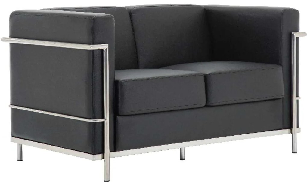 Καναπές Genova 2 Θεσ.130Χ73Χ71 Inox/PU Μαύρο