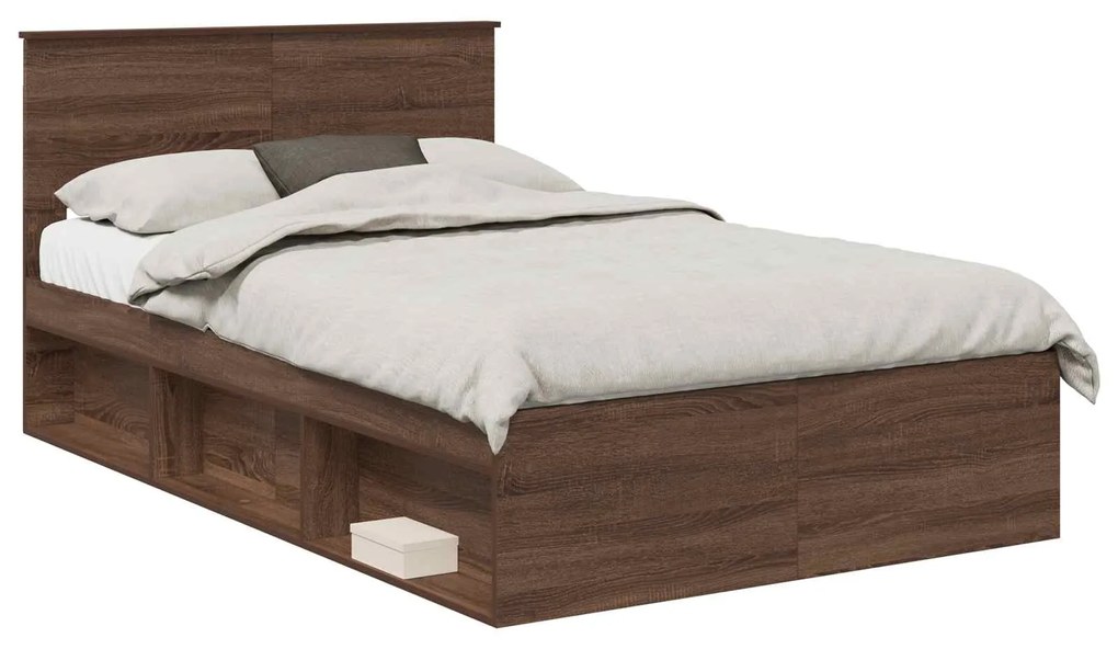 vidaXL Σκελετός Κρεβατιού Καφέ δρυς 120 x 200 cm Επεξεργασμένο ξύλο